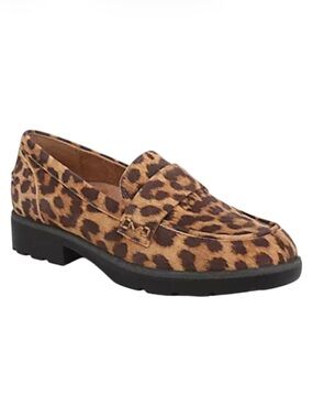 Vionic Cleo Leopard Suede Loafers Size 8 NEW